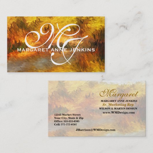 Mit Monogramm beeindruckende Goldene Hues Visitenkarte (Vorne/Hinten)