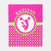 Mit Monogramm Beifall/Pom rosa und grüne Fleecedecke (Vorderseite)