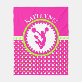 Mit Monogramm Beifall/Pom rosa und grüne Fleecedecke