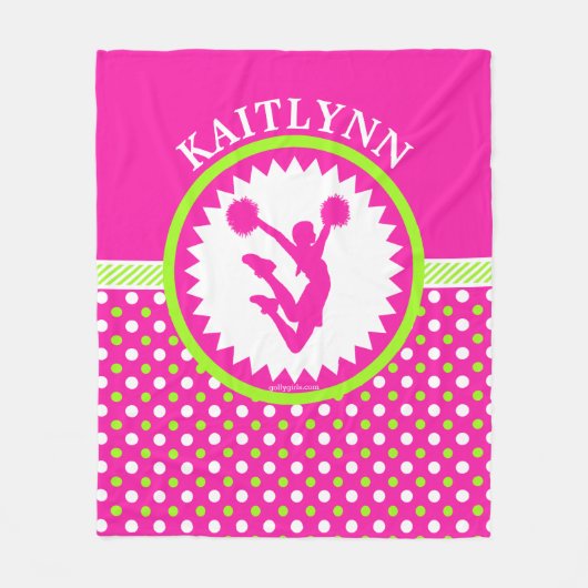 Mit Monogramm Beifall/Pom rosa und grüne Fleecedecke (Vorderseite)