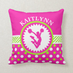 Mit Monogramm Beifall/Pom rosa und grüne Kissen