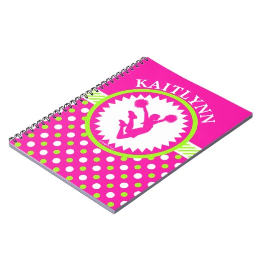 Mit Monogramm Beifall/Pom rosa und grüne Notizblock (Linke Seite)