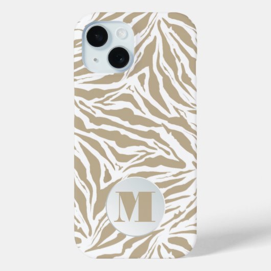 Mit Monogramm Beige Case-Mate iPhone Hülle (Rückseite)