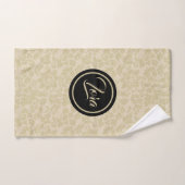 Mit Monogramm Beige Damask Badhandtuch Set (Handtuch)