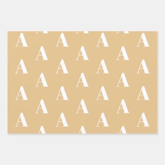 Mit Monogramm Beige-Farbtöne, individueller Anfang Geschenkpapier Set (Vorderseite)
