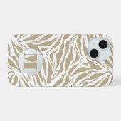 Mit Monogramm Beige iPhone 15 Hülle (Rückseite (Horizontal))