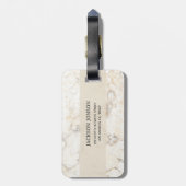 Mit Monogramm Beige-Marmor Gepäckanhänger (Rückseite vertikal)