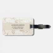 Mit Monogramm Beige-Marmor Gepäckanhänger (Rückseite horizontal)