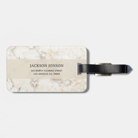 Mit Monogramm Beige-Marmor Gepäckanhänger (Rückseite horizontal)