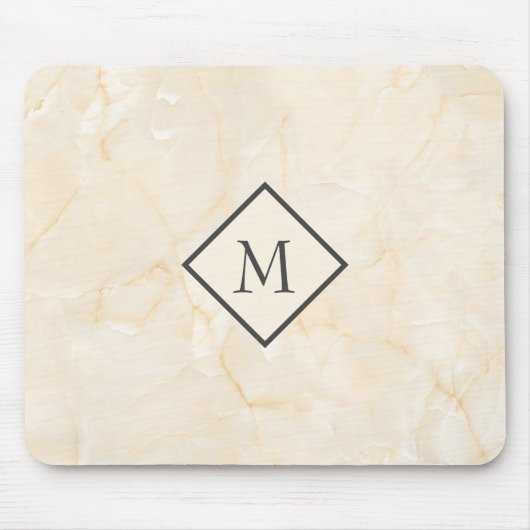 Mit Monogramm Beige-Marmor Mousepad (Vorne)