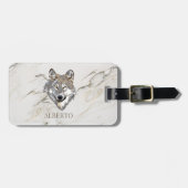 Mit Monogramm Beige Marmorstein Gepäckanhänger (Vorderseite horizontal)