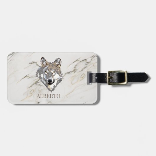 Mit Monogramm Beige Marmorstein Gepäckanhänger (Vorderseite horizontal)