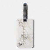 Mit Monogramm Beige Marmorstein Gepäckanhänger (Rückseite vertikal)