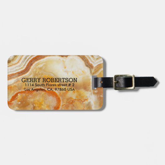 Mit Monogramm Beige Marmorstein Gepäckanhänger (Vorderseite horizontal)