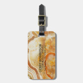 Mit Monogramm Beige Marmorstein Gepäckanhänger (Vorderseite vertikal)