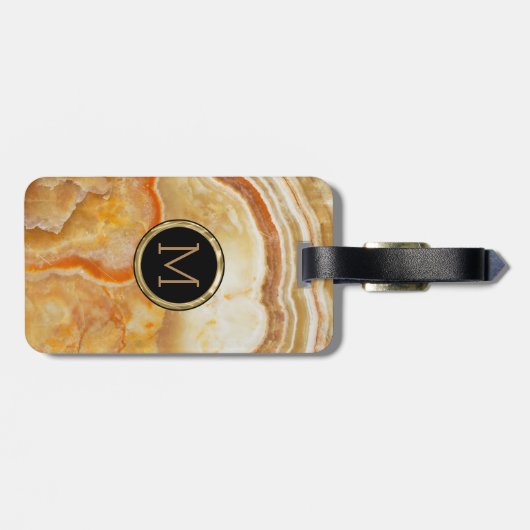 Mit Monogramm Beige Marmorstein Gepäckanhänger (Rückseite horizontal)