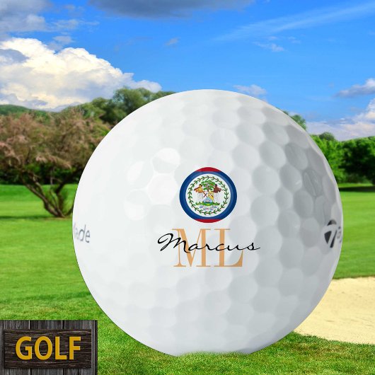 Mit Monogramm Belize Flag, Emblem & Belize Golfball