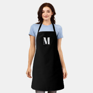 Mit Monogramm benutzerdefinierte erste Schwarz-wei Schürze