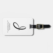 Mit Monogramm, benutzerdefinierter Text Weißer Gep Gepäckanhänger (Vorderseite horizontal)