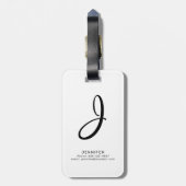 Mit Monogramm, benutzerdefinierter Text Weißer Gep Gepäckanhänger (Rückseite vertikal)