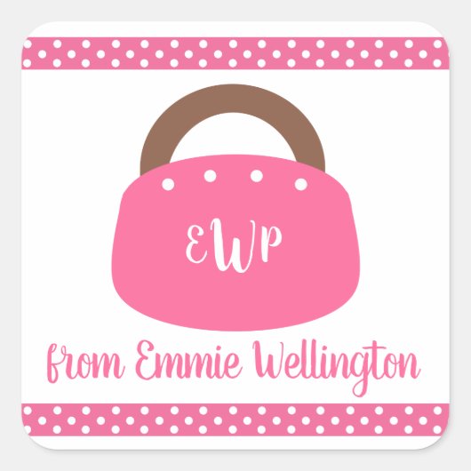 Mit Monogramm Bermuda Bag Personalisierte Aufklebe Quadratischer Aufkleber (Vorderseite)