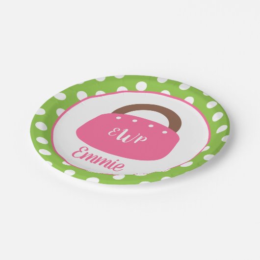 Mit Monogramm Bermuda Bag Personalisiertes Party T Pappteller (Schrägansicht)