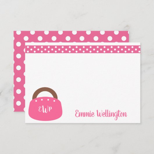 Mit Monogramm Bermuda-Beutel Personalisierte Mitte Dankeskarte (Vorne/Hinten)