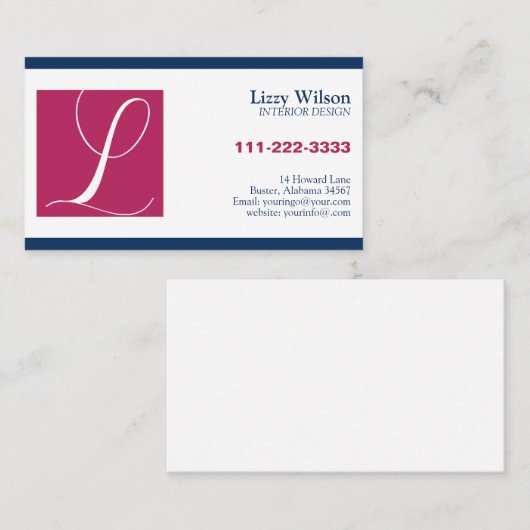 Mit Monogramm Berufliche Mitarbeiterkarte Visitenkarte (Vorne/Hinten)