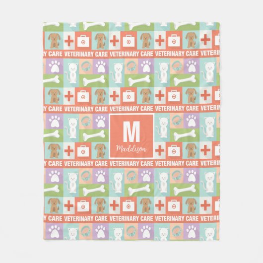 Mit Monogramm berufliches Veterinärlogo Fleecedecke (Vorderseite)
