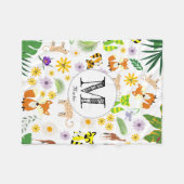 Mit Monogramm, bezaubernde Safari-Muster-Raccos we Fleecedecke (Vorderseite (Horizontal))