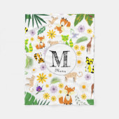 Mit Monogramm, bezaubernde Safari-Muster-Raccos we Fleecedecke (Vorderseite)