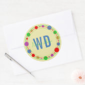 Mit Monogramm Bezeichnung Farbkreise Grün Blau Runder Aufkleber (Umschlag)