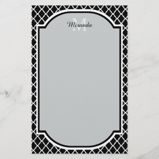 Mit Monogramm Bezeichnung für moderne Schwarzweiß- Briefpapier (Vorderseite)
