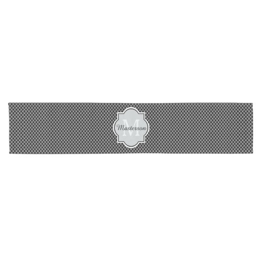 Mit Monogramm Bezeichnung für moderne Schwarzweiß- Kurzer Tischläufer (Horizontal)