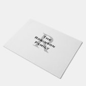 Mit Monogramm Bezeichnung für Weiß und Schwarz Fußmatte (Schrägansicht)