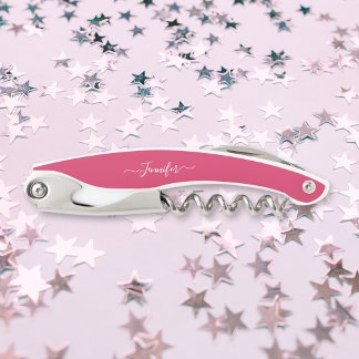 Mit Monogramm Bier Wein Korkenzieher Pink Flaschen