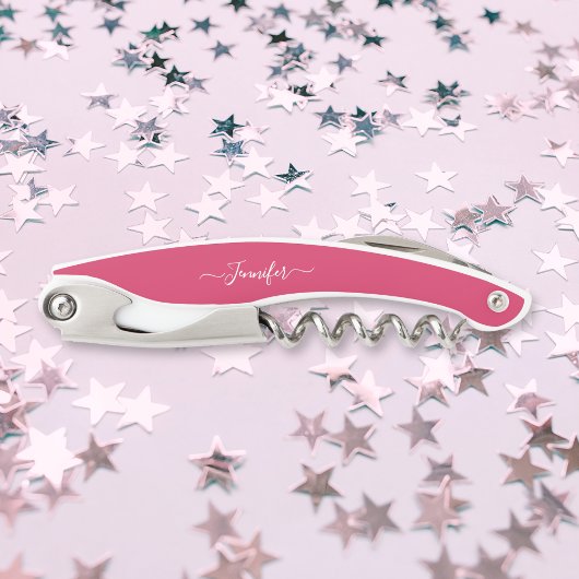 Mit Monogramm Bier Wein Korkenzieher Pink Flaschen