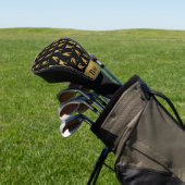 Mit Monogramm Black and Gold Hockey Thema Golf Headcover (In SItu)