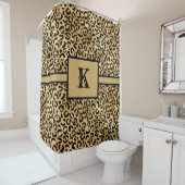 Mit Monogramm Black and Gold Leopard Print Duschvorhang (Beispiel)