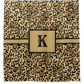 Mit Monogramm Black and Gold Leopard Print Duschvorhang (Vorderseite)