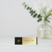 Mit Monogramm Black and Gold Schlicht Luxus Creati Mini Visitenkarte (Stehend Vorderseite)