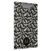 Mit Monogramm Black Beige Moth Bug Pattern Klemmbrett (Rechts)