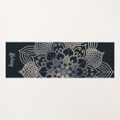 Mit Monogramm Black & Blue Mandala Pattern Yoga Ma Yogamatte (Vorderseite (Horizontal))