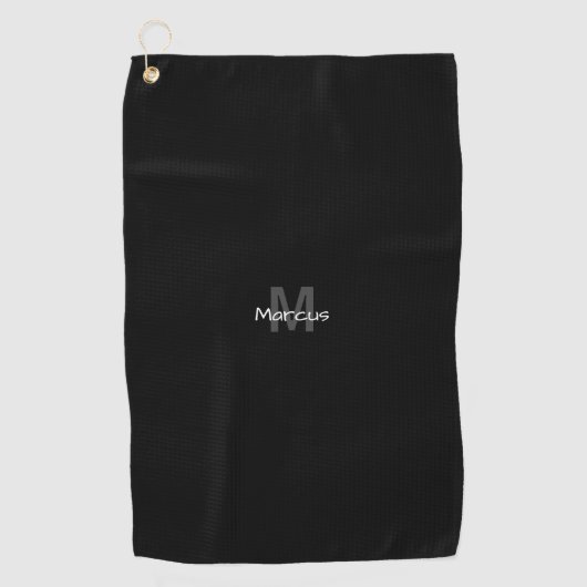 Mit Monogramm Black Chic Golfhandtuch (Vorderseite)