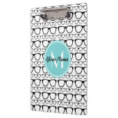 Mit Monogramm Black Glasses Aqua Personalisierter  Klemmbrett (Links)