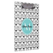 Mit Monogramm Black Glasses Aqua Personalisierter  Klemmbrett (Rechts)