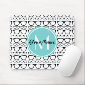 Mit Monogramm Black Glasses Aqua Personalisierter Mousepad (Mit Mouse)
