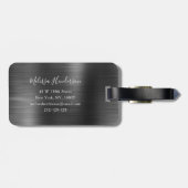 Mit Monogramm Black Glitzer Tropfen Metal Gepäckanhänger (Rückseite horizontal)