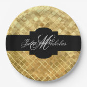 Mit Monogramm Black & Gold 50 Jahre alt Pappteller (Vorderseite)