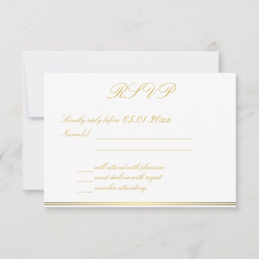 Mit Monogramm Black Gold Elegante Wedding RSVP Car (Vorderseite)